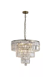 Empire 5Lt Pendant - Antique Brass Metal & Clear Crystal - Image 4