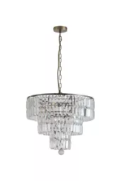 Empire 5Lt Pendant - Antique Brass Metal & Clear Crystal - Image 3