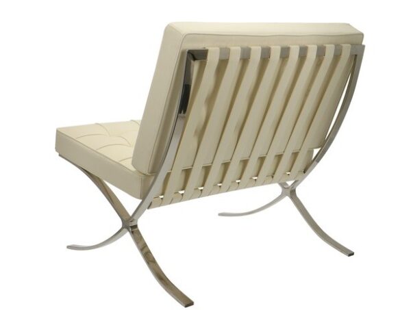 Barcelona Style Chair and Ottoman by Mies Van Der Rohe – Cream NH211 - Image 2